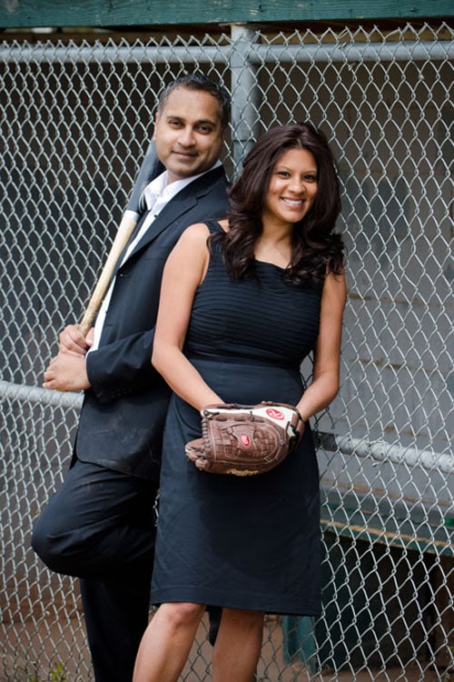 baseball themed engagement shoot Toronto blue jays