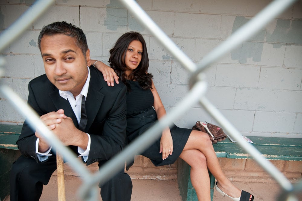 baseball themed engagement shoot Toronto blue jays