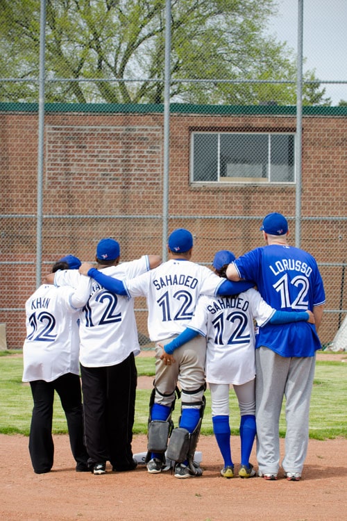 baseball themed engagement shoot Toronto blue jays