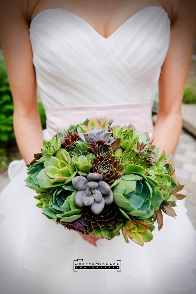 Bouquet with only succulents wedding photography