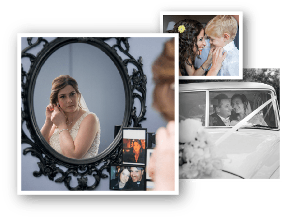 Wedding photo collage with three beautiful photos