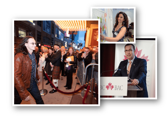 Photo collage of Toronto corporate events in three different business venues