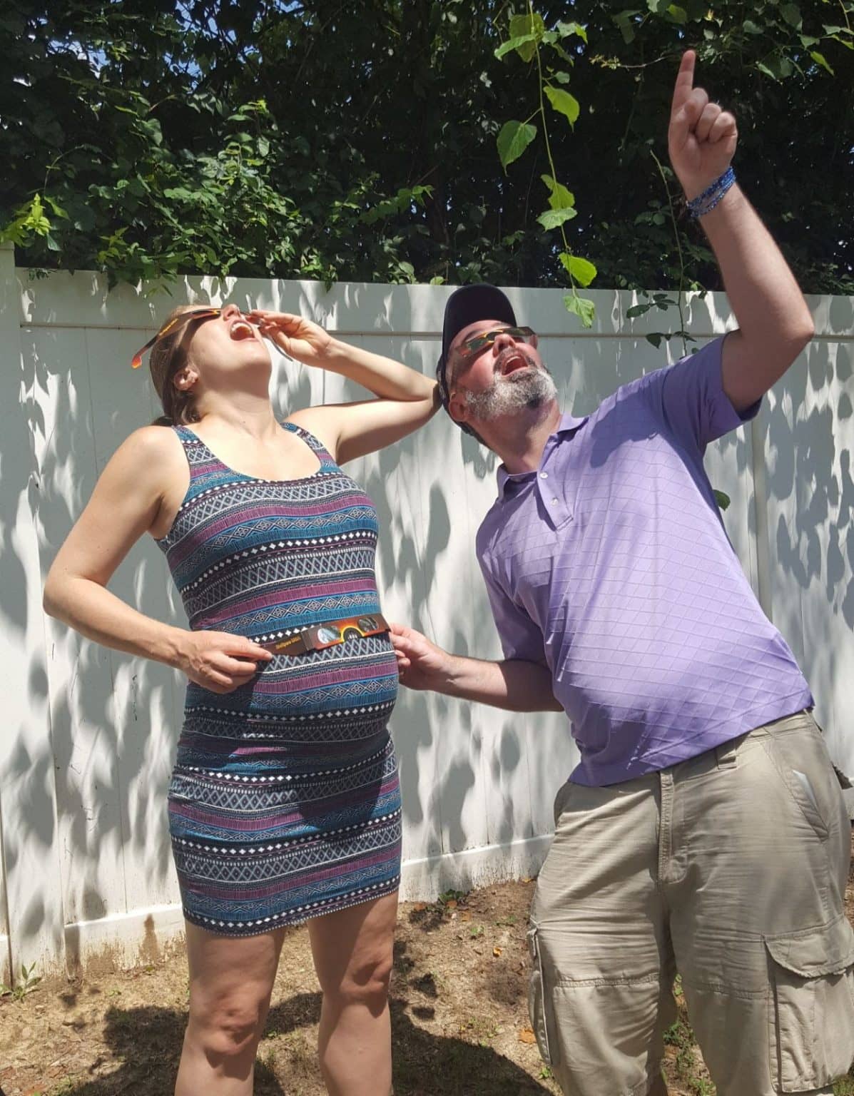 Looking at the eclipse, August 21, 2017, with Wesley in the belly.