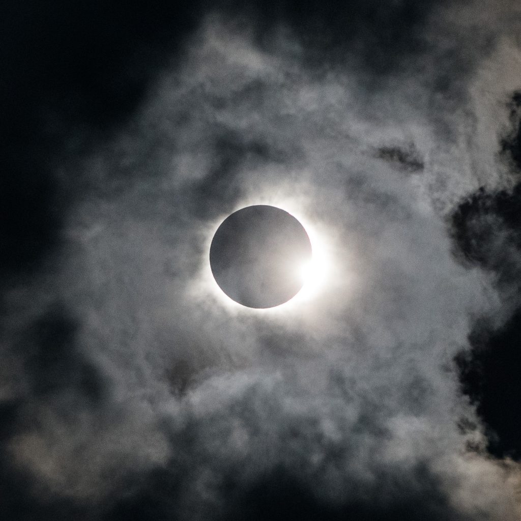 Moments after total eclipse, when the sun is just barely popping out behind the moon. Nashville, TN. August 21, 2017.